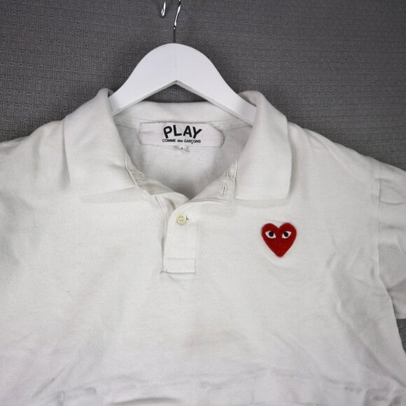 Cropped Play Comme Des Garcons Heart Logo Polo Tee Womens - Picture 3 of 6